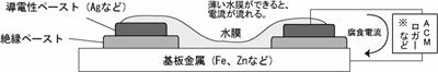 ACMセンサ 水膜が形成されたセンサの画像